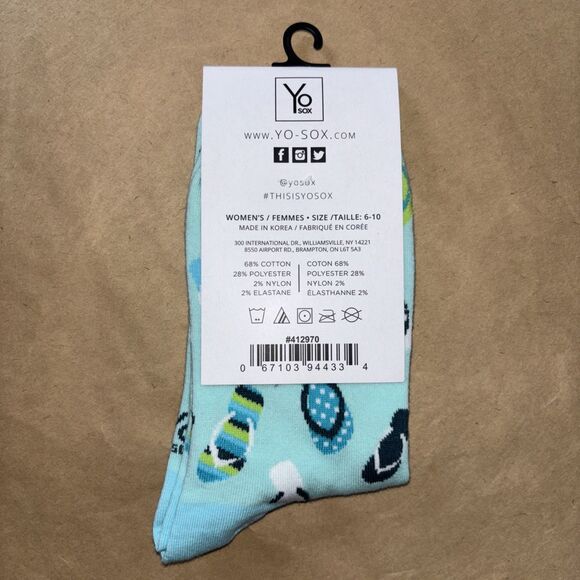 Yo Sox Women’s Socks Size 6-10 Blue Flip Flops - Picture 3 of 4